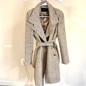 Tahari Classic Wool Trench Beige Winter Coat